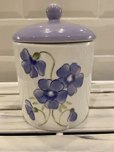 Whittard Of Chelsea Purple Flowers Hand Painted Storage Canister Jar - Picture 1 of 6