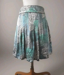 Per Una Speziale Silk Blue Green Floral Pleated Full Skirt Knee Length Swing 14r - Picture 1 of 4
