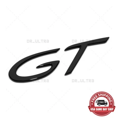 Nuevo negro brillante Porsche GT letras cubierta trasera tapa insignia puerta levadiza emblema deportivo Foto 1 de 4