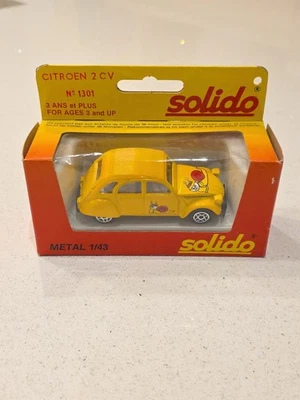 Citroen 2CV Solido Diecast Model No 1301 Yellow With Snail On Mint Boxed 1990s - Image 1 of 4