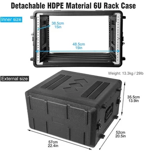 Rack Case 6U Space SHALLOW 15" Deep shell DJ Light Weight 19" wide w Screws - Picture 1 of 11