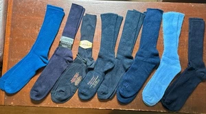 8 pares de calcetines vintage nuevos antiguos para hombre tonos azules - Imagen 1 de 17