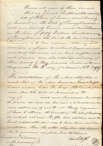 RM 178 -US EMBOSSED DOCUMENT-3/18/1799 PERFORMANCE BOND PAYABLE IN LAWFULL PA $ - Picture 1 of 5
