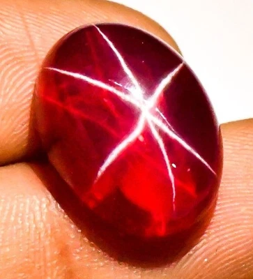 13.75 Cts. Natural Star Red Ruby 6 Rays Oval Cabochon Shape Certified Gemstone - Image 1 of 4