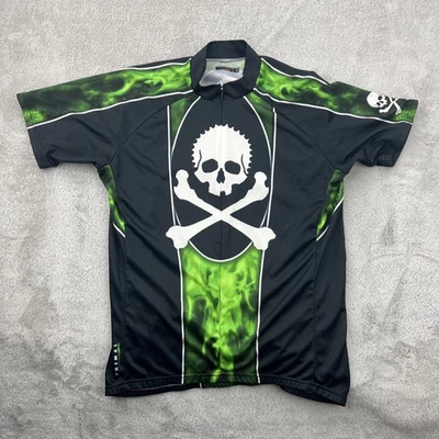 Primal Wear Jersey Mens Large Black 3/4 Zip Cycling Biking MTB Skull Pockets - Image 1 of 4