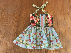 Girls MATILDA JANE Sz 4 Sun Dress Halter Adjustable Tie Strap/ Fun Boho Style EC - Picture 1 of 9