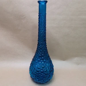 Vintage Cobalt Blue Bubble Glass Empoli Style Bottle/Vase 1960’s/70’s Hobnail  - Picture 1 of 8