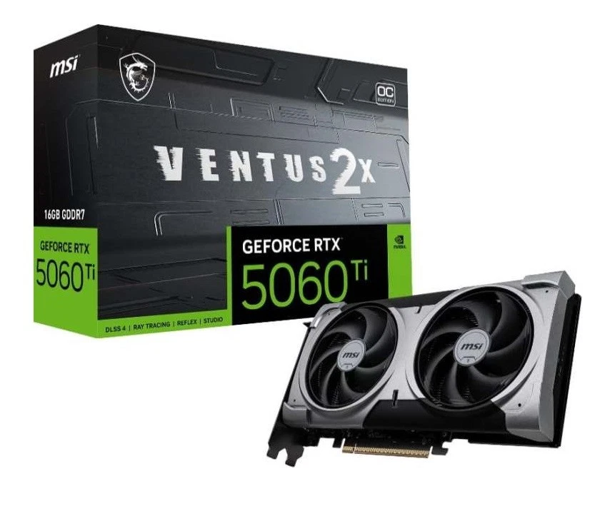 Msi SCHEDA VIDEO GEFORCE RTX 5060 TI 8G VENTUS 2X OC PLUS 8 GB (V536-001R) - Immagine 1 di 1
