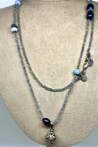 Lisa Hoffman Necklace Silver Pendant Fragrance Necklace Labradorite Pearl 95cm - Picture 1 of 11