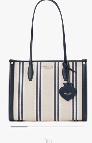 Tela media Kate Spade New York Market Same Stripe nuova con etichetta