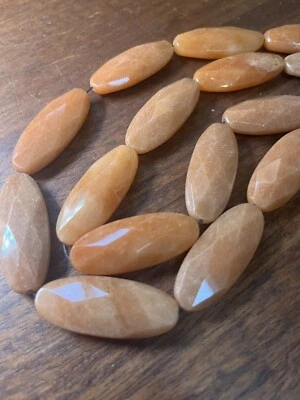 Старый запас персиковый большой авантюрин драгоценных камней бисер 16 дюймов прядь ограненный - Изображение 1 из 4