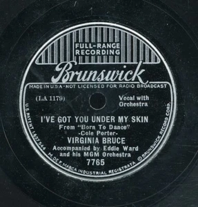 78tk-personality-BRUNSWICK 7765-Virginia Bruce-(I've got you under my skin/Easy) - Imagen 1 de 2