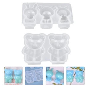 2pcs DIY Bear Rabbit Shape Molds Silicone Ornaments Cake Dessert Molds - Picture 1 of 12