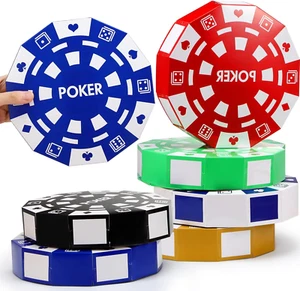 Casino Theme Party Decorations 9 Inch Large Poker Chip Favor Boxes Jumbo Chip Ta - Picture 1 of 15