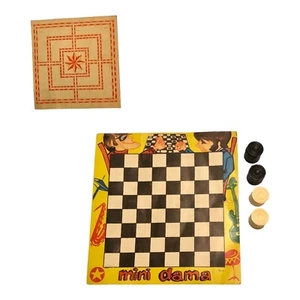 Mini Dama y Tris gadget tablero de cartón peines de plástico años 70 - Imagen 1 de 10