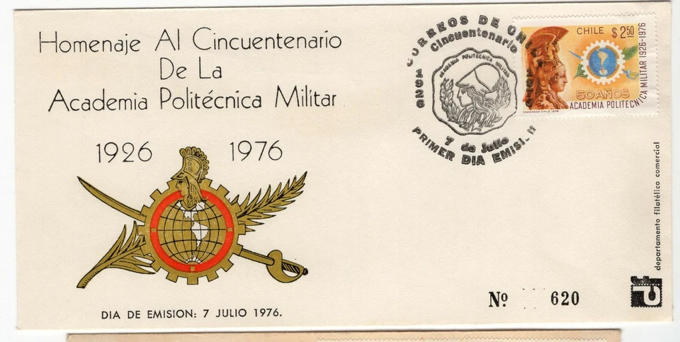 CHILE 1976 FDC 50 years Academia Militar - Image 1 of 1