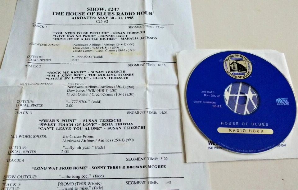 Susan Tedeschi Irma Thomas House Of Blues Radio Hour 1 cd radio show 5/31/98 Foto 1 de 1