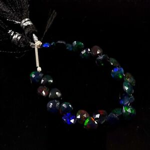 Ethiopian Opal Gemstone Faceted Heart Beads, Multi Fire Opal Briolettes, F-1440