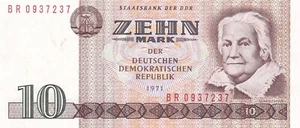 Germany - Democratic Republic, 10 Deutsche Mark, 1971, UNC, p28b ,Serial Number: - Picture 1 of 2