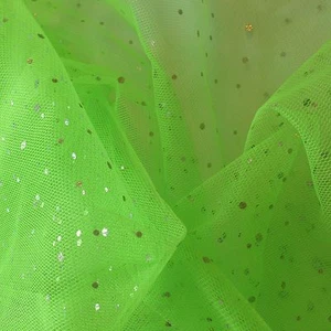 Tüll Stoff grün mit PAILLETTEN in HELL GRÜN  METERWARE Stoffe - Bild 1 von 1
