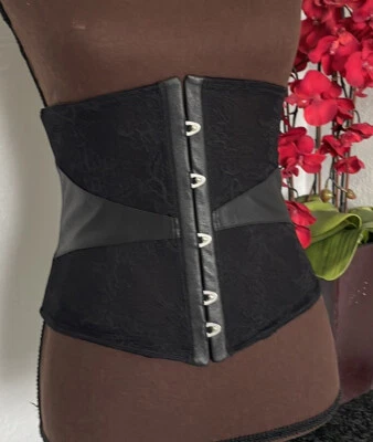 Waspie nova sem etiquetas Lise Charmel renda preta couro sintético sob o busto S $198 - Imagem 1 de 4