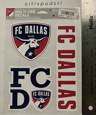 NUEVO ⚽️ MLS FC DALLAS ⚽️ WinCraft 7.5" x 5.5" Multiuso Troquelado Logo x 3 Pegatinas Foto 1 de 4