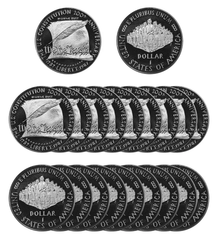1987 Constitution Proof Commemorative Silver Dollar Roll 20 US Coins Cover