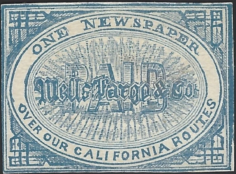 US Scott #143LP2 1861-1870 Wells Fargo One Newspaper Stamp - Image 1 of 1