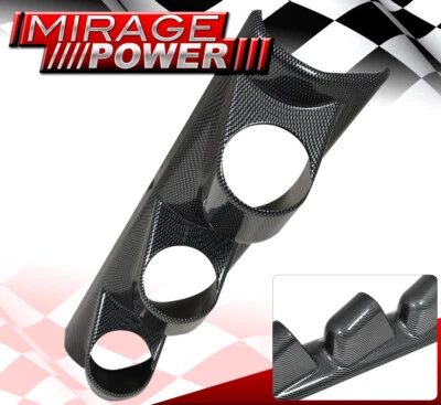 JDM 3 Hole Tri Pillar Glow Universal 2" Gauge Mount Pod Carbon Fiber Look - Image 1 of 4