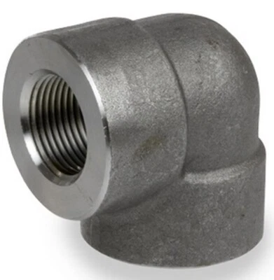 Forged Steel 90-Degree Elbow 1" 6000 lb. Threaded NPT Ends A105 Pipe Fitting - Image 1 of 4