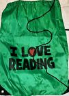 Small School Book Bag With Drawstring I Love Reading Green  Preowned boys or gir