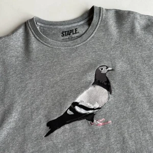 Staple Embroidered Pigeon Logo Heather Gray Thick Sweatshirt Pockets Men's XXL - Picture 1 of 14