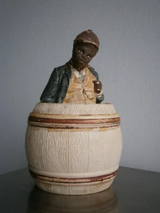 Pot à Tabac 19°s Johann Maresch Terre cuite polychrome décor Amérique Ancien - Picture 1 of 13