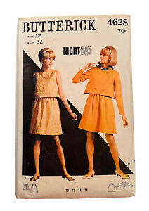 Vintage Butterick Sewing Pattern 4628 Misses’ Two Piece Dress, Size 12, 1960s