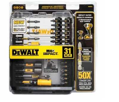 DeWALT Max Impact 31 PC SCREWDRIVING BIT SET Magnetic Screw Holder Sleeve Socket - image 1 of 3