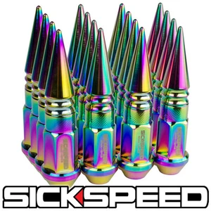 SICKSPEED 16 PC NEO CHROME 2" SPIKED ALUMINUM 50MM LUG NUTS WHEELS 12X1.25 N11 - Picture 1 of 1