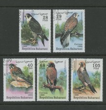 Falcons Birds of Prey CTO Set of 5 Stamps 1999 Western Sahara