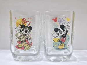 Set Of 2 Vintage Walt Disney World McDonalds Mickey Mouse Drinking Glasses 2000 - Picture 1 of 5