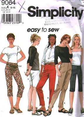 9064 Vintage Simplicity SEWING Pattern Misses 1990s Pants Bag Easy to Sew 16 OOP - Image 1 of 2