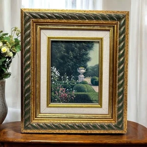 Original Painting Signed Impressionist Garden Scene Urn with Flowers 11x13 Frame - Picture 1 of 14