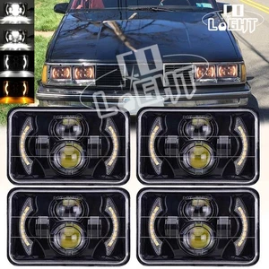4PCS Fit Delta 88 1976-86 Headlamps 4x6'' LED Headlights Hi-Lo DRL Angel Eyes - Picture 1 of 15