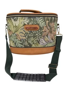 Vintage American Tourister Train Case Floral Tapestry Oval Makeup Bag Travel - Picture 1 of 9