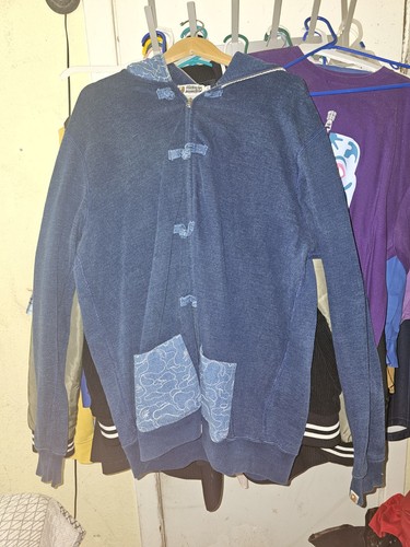 A BATHING APE (BAPE) Felpa con cappuccio zip Bape Indigo Shark Button **MOLTO SUPER RARA FELPA CON CAPPUCCIO BAPE*** taglia 2XL