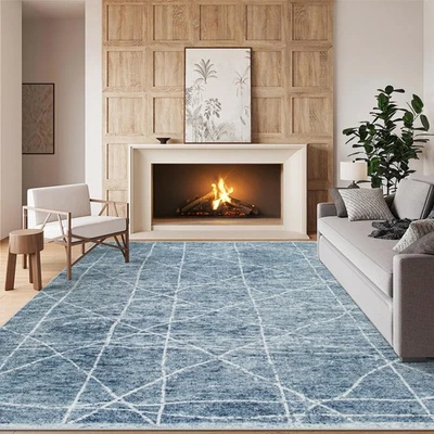 9x12 Area Rug Living Room Rugs: Washable Rugs Large Abstract Modern Non Slip ... - Image 1 of 4