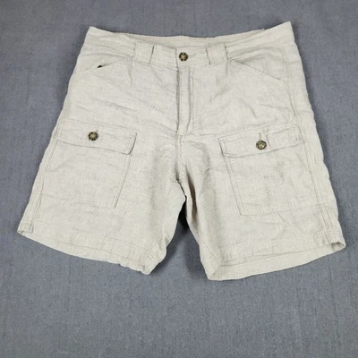 Tasso Ella Mens Size 34 Linen Shorts Tan Cargo Pocket - Image 1 of 4