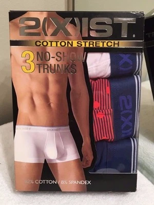 2(x)ist Para hombres 3 Elastizados No Show Calzoncillos Algodón Naranja/Azul/Blanco Talla XL NUEVO $42 Foto 1 de 4