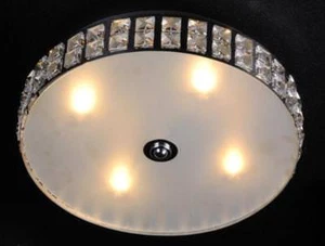 Round Ceiling Light 40cm Crystal Flush Mount With Anti-Glare Cover Panel - Picture 1 of 3