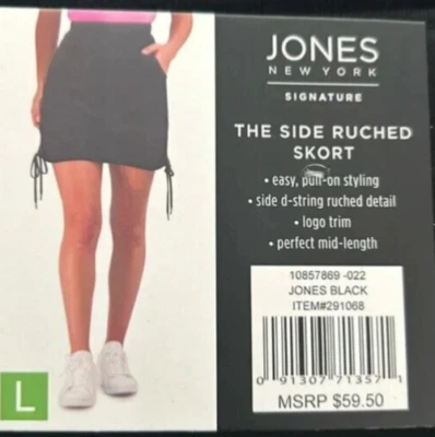 Pantalón corto acanalado lateral negro Jones New York para mujer talla L cintura ancha Foto 1 de 4