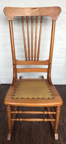 Antique Heywood Brothers Wakefield Company Birdseye Maple Nursing Rocking Chair Cover