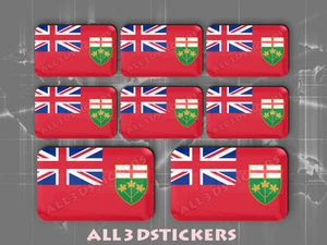 8 x 3D Stickers Resin Domed Flag Ontario - Adhesive Decal Vinyl - Imagen 1 de 1